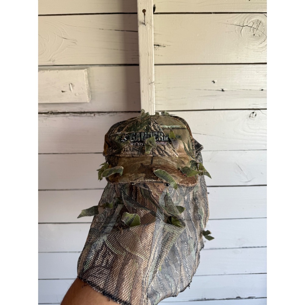 Gander Mountain Ghillie Camo Hat with Mesh Face Veil 3D Leafy Hunting Cap